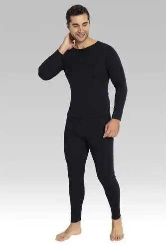 Black Thermal Underwear Set for Men - BÜYÜKBEDENIZ (1)