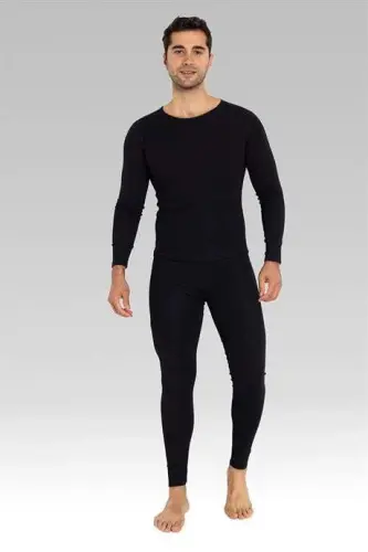 Black Thermal Underwear Set for Men - 3