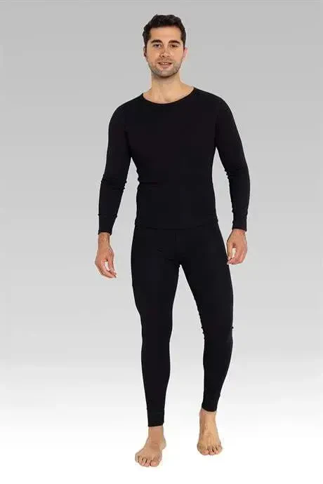 Black Thermal Underwear Set for Men - 13