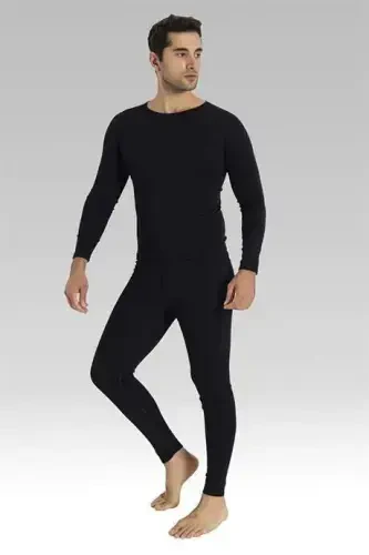 Black Thermal Underwear Set for Men - 12