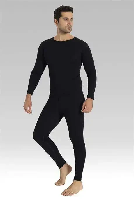 Black Thermal Underwear Set for Men - 12