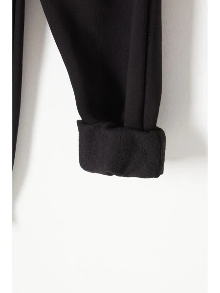 Black Three Threaded Brushed Waistbanded Children's Sweatpants 16760 - 3