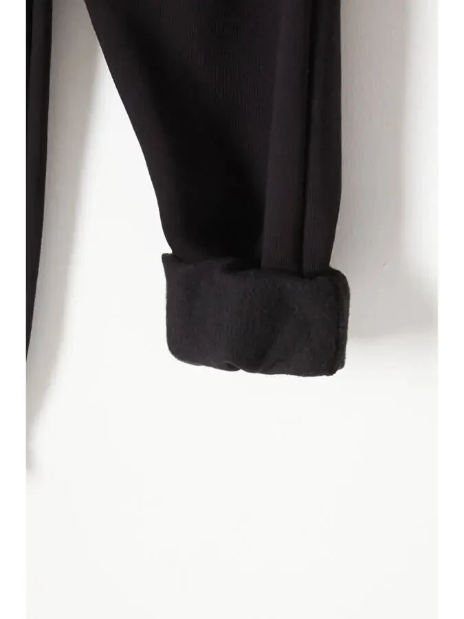 Black Three Threaded Brushed Waistbanded Children's Sweatpants 16760 - 3