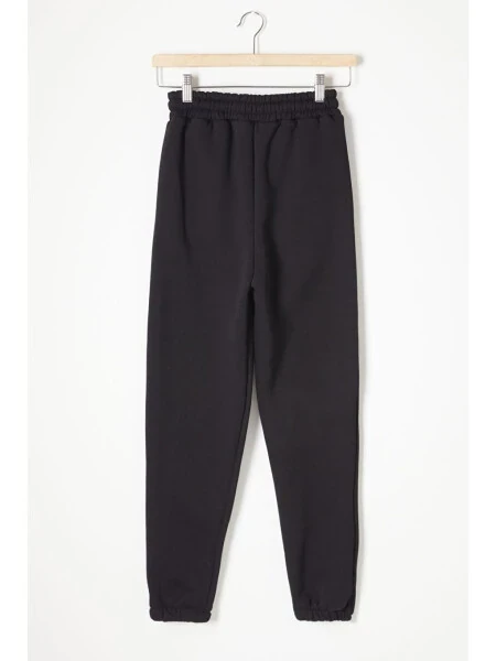 Black Three Threaded Brushed Waistbanded Children's Sweatpants 16760 - 4
