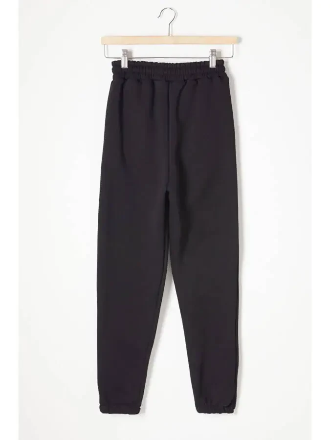 Black Three Threaded Brushed Waistbanded Children's Sweatpants 16760 - 4