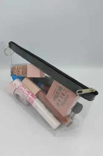 Black, Transparent Triangle Makeup Bag-Black_Transparent - 1