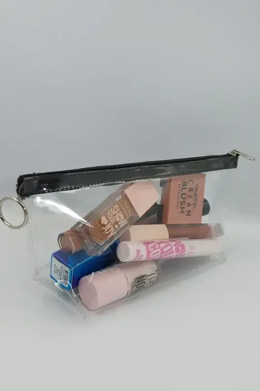 Black, Transparent Triangle Makeup Bag-Black_Transparent - 2