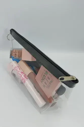 Black, Transparent Triangle Makeup Bag-Black_Transparent - 3