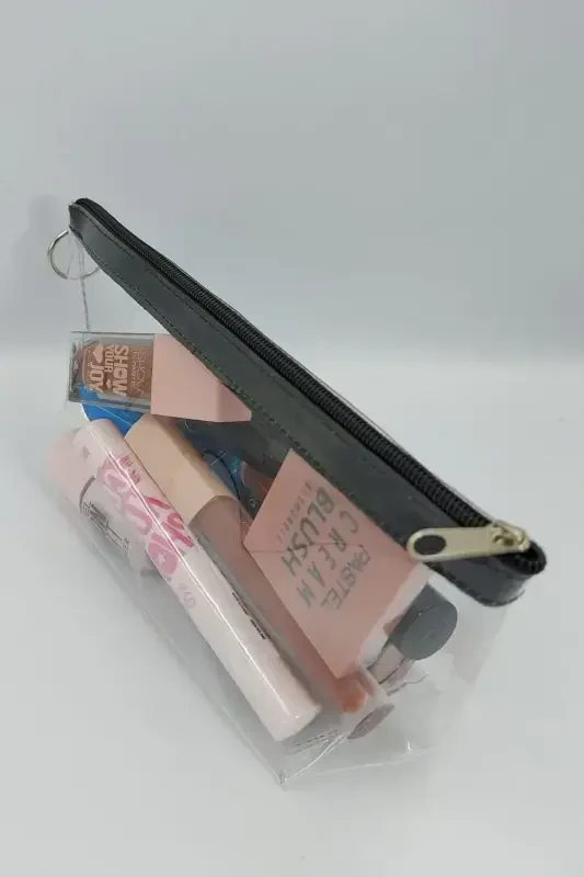 Black, Transparent Triangle Makeup Bag-Black_Transparent - 3