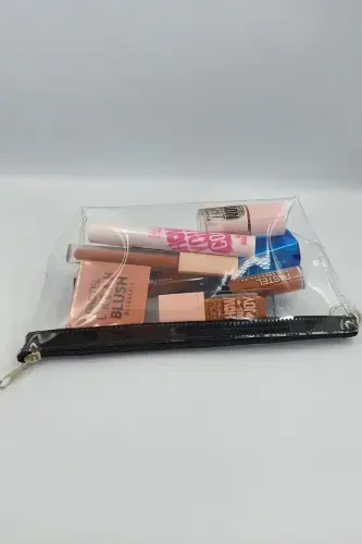 Black, Transparent Triangle Makeup Bag-Black_Transparent - 4