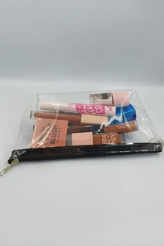 Black, Transparent Triangle Makeup Bag-Black_Transparent - 4