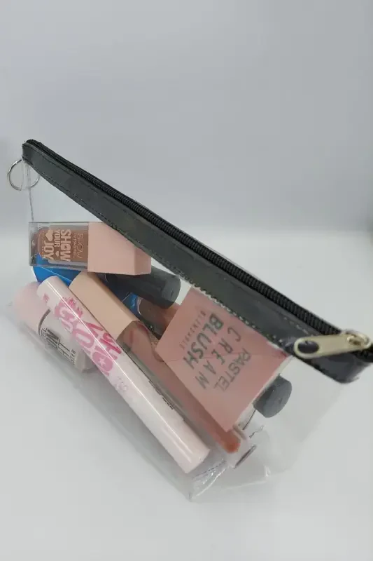 Black, Transparent Triangle Makeup Bag-Black_Transparent - 5