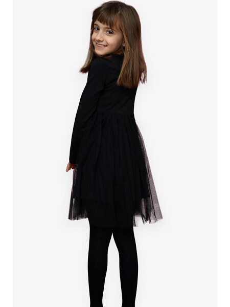 Black Tulle Dress with Sequins and Bow for Girls (4-6 Years) - 3