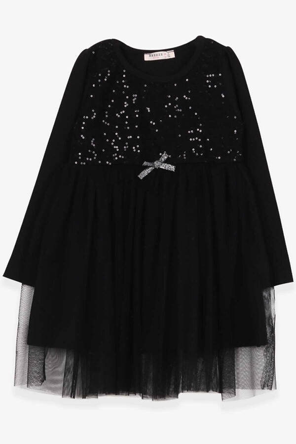 Black Tulle Dress with Sequins and Bow for Girls (4-6 Years) - 7