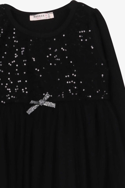 Black Tulle Dress with Sequins and Bow for Girls (4-6 Years) - 9