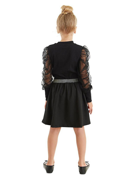 Black Tulle Girls Turtleneck Blouse Skirt Set - 7