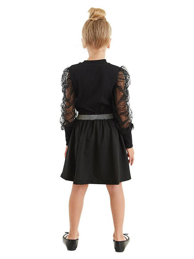 Black Tulle Girls Turtleneck Blouse Skirt Set - 7