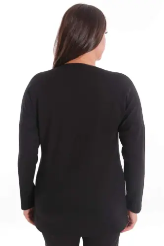 Black Tunic with Leopard Print Plus Size - 6