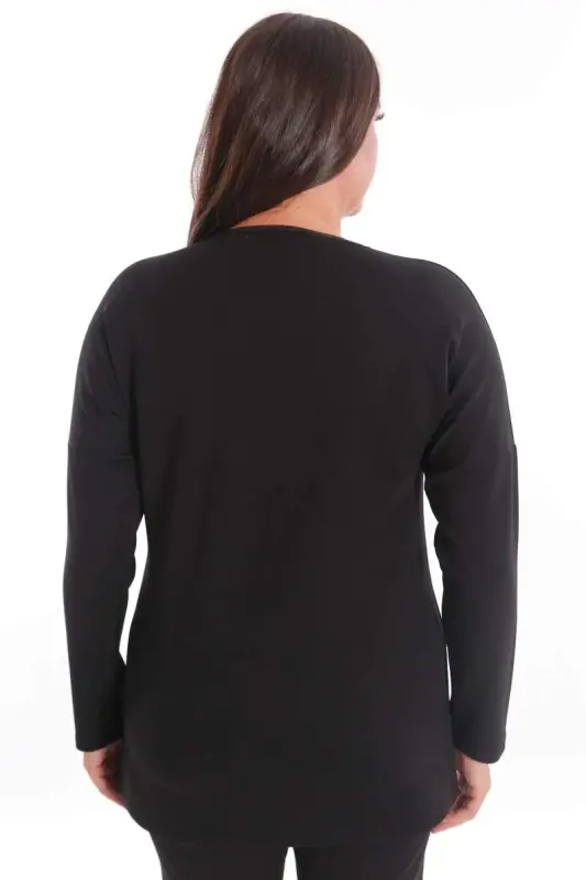 Black Tunic with Leopard Print Plus Size - 6