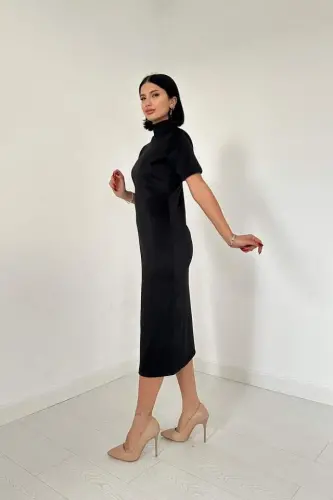 Black Turtleneck Dress - BÜYÜKBEDENIZ (1)