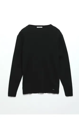 Black Turtleneck Ribbed Knit Sweater - 7