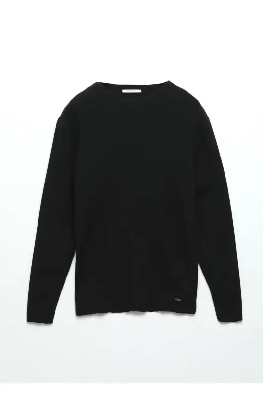 Black Turtleneck Ribbed Knit Sweater - 7