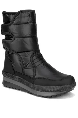 Black Unisex Thermal Furry Anti-Slip Sole Women's - Men's - Kids' Snow Boot-BLACK - 1