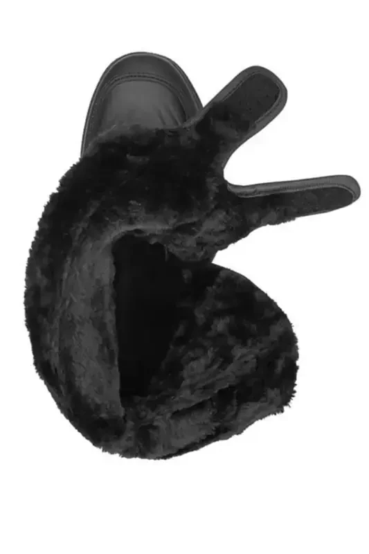 Black Unisex Thermal Furry Anti-Slip Sole Women's - Men's - Kids' Snow Boot-BLACK - 4