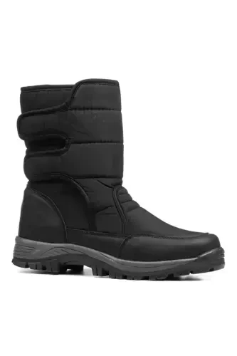 Black Unisex Thermal Furry Anti-Slip Sole Women's - Men's - Kids' Snow Boot-BLACK - 5