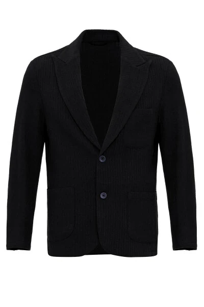 Black Unlined Men's Blazer Jacket with Patch Pockets - 21