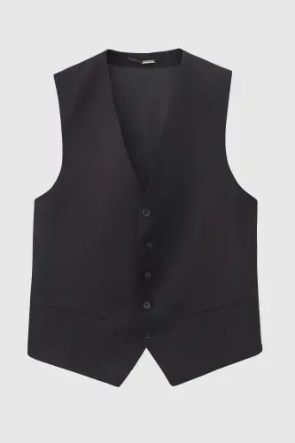 Black V-Neck Classic Vest - 3
