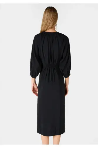 Black V-neck dress for women. - 2