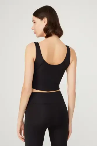 Black V-Neck Lightly Supported Padded Sports Bra - LOS OJOS (1)