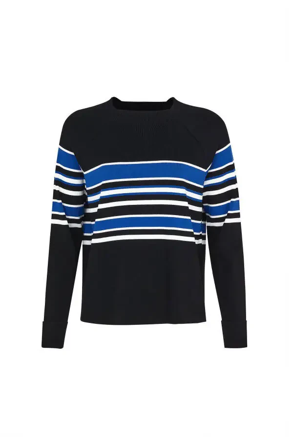 BLACK V-NECK SWEATER - 1