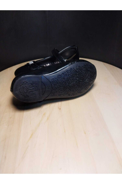 Black Velcro Bow Ballerina Flats - 3