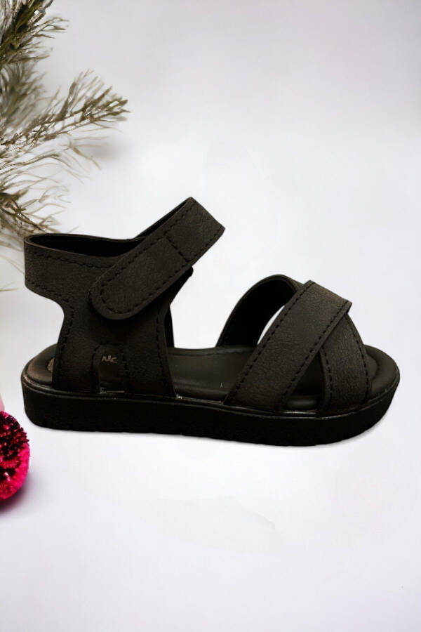 Black Velcro Unisex Baby Sandals - 7