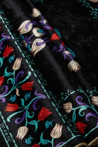 Black Velvet Carpet Prayer Mat - BURSA İPEK (1)