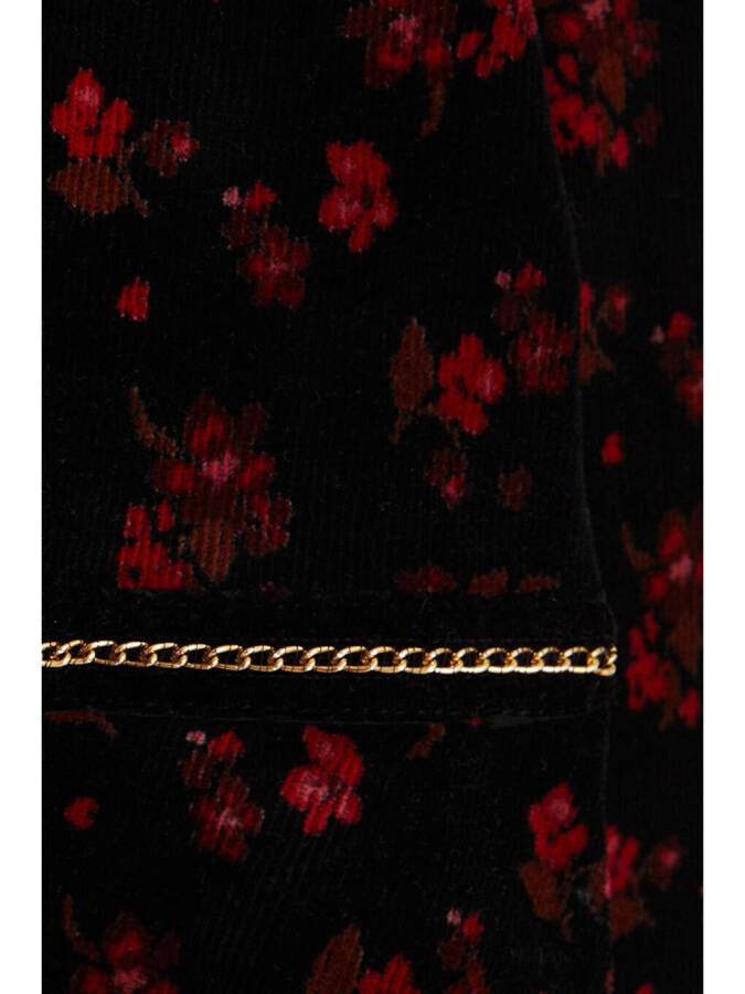 Black Velvet Dress with Flowers for Girls (7-12 Years) - 3