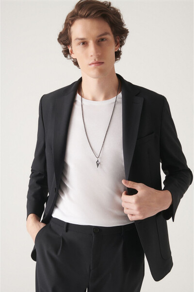 Black, water-repellent men's jacket without lining (A22y4011) - 3