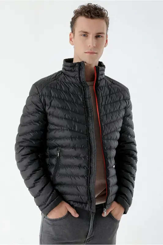 Black Water Repellent Windproof Dynamic Fit Comfort Fit Padded Jacket-Black - MORVEN