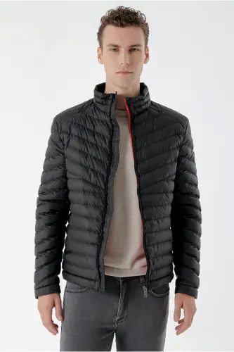 Black Water Repellent Windproof Dynamic Fit Comfort Fit Padded Jacket-Black - 2