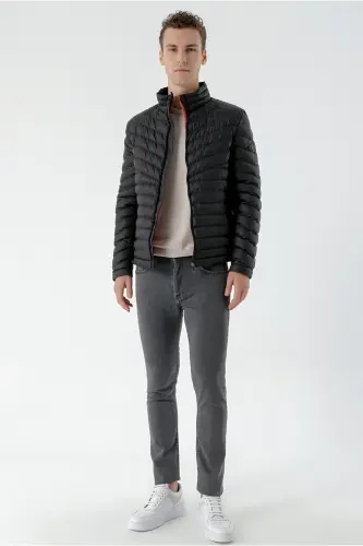 Black Water Repellent Windproof Dynamic Fit Comfort Fit Padded Jacket-Black - 6