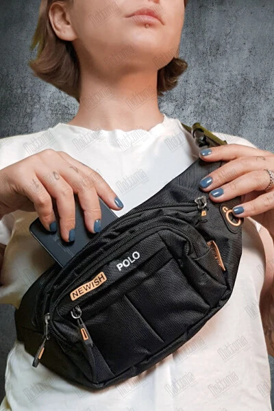 Black Waterproof Earphone USB Output Shoulder And Waist Bag Daily Crossbody Freebag - 7