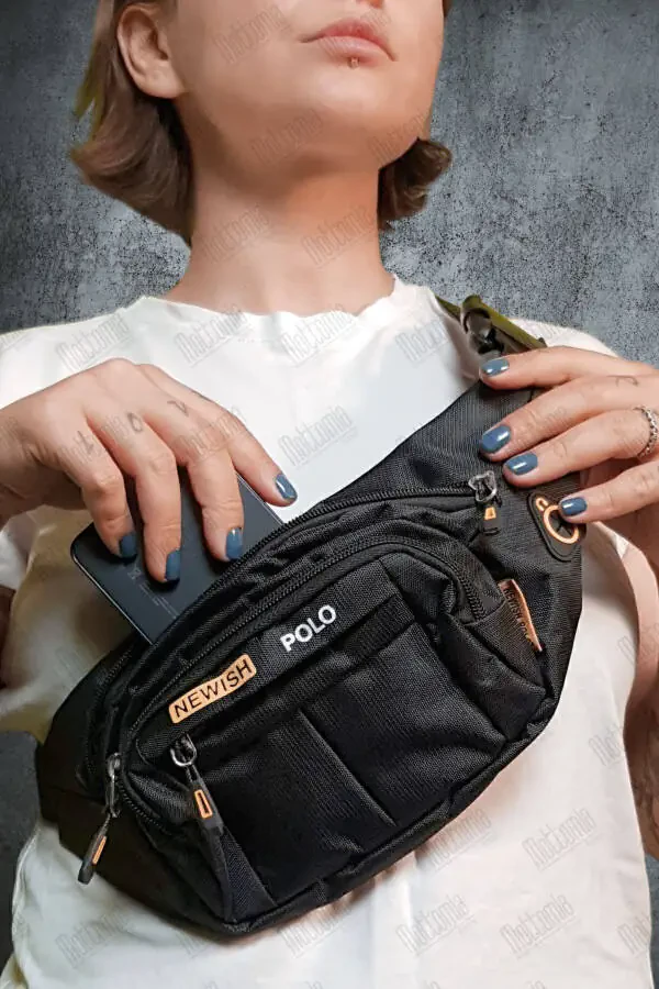 Black Waterproof Earphone USB Output Shoulder And Waist Bag Daily Crossbody Freebag - 7