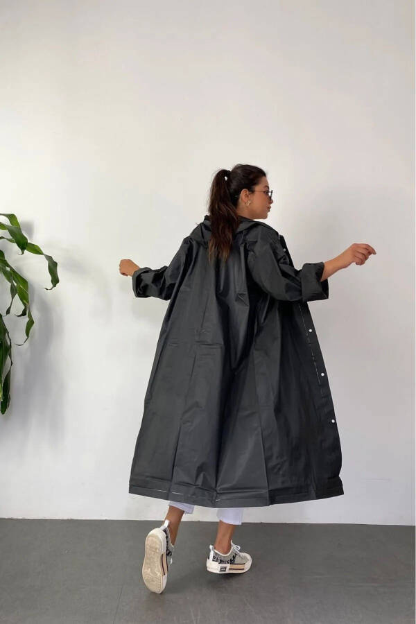 Black Waterproof Windproof Raincoat - 4