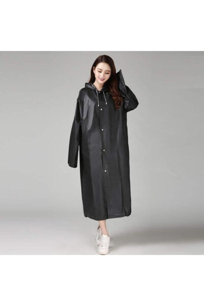 Black Waterproof Windproof Raincoat - 5