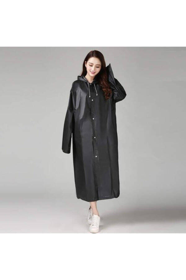 Black Waterproof Windproof Raincoat - 4