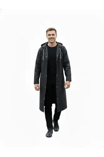 Black Waterproof Windproof Raincoat - 5