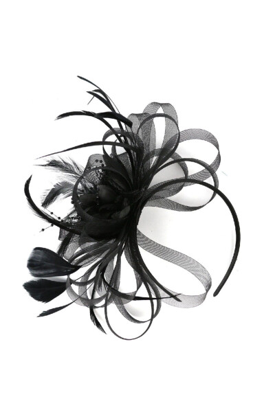 Black Wedding Hat Bridal Hat New Year Hat Hair Accessory Cap Crowned - 1