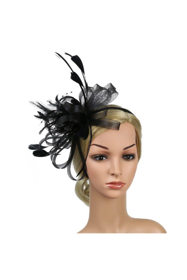 Black Wedding Hat Bridal Hat New Year Hat Hair Accessory Cap Crowned - 2